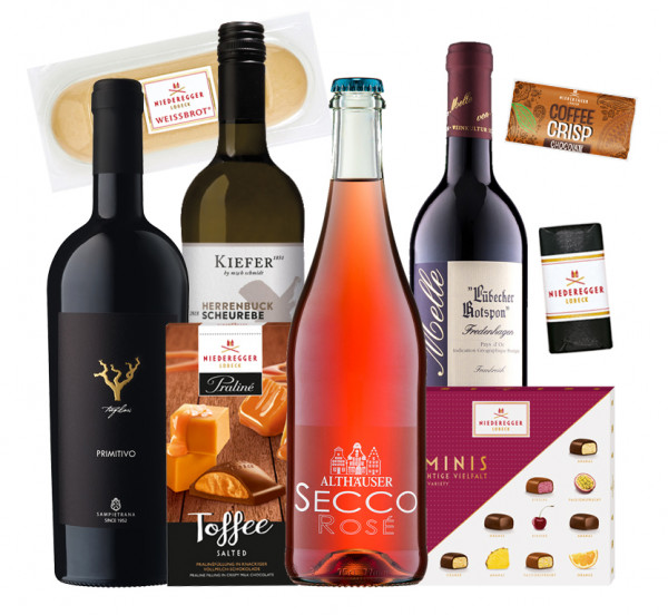 Probepaket "Wein und Marzipan" mit Geschenkgutschein zur Online Verkostung am Freitag, 17.2.2023